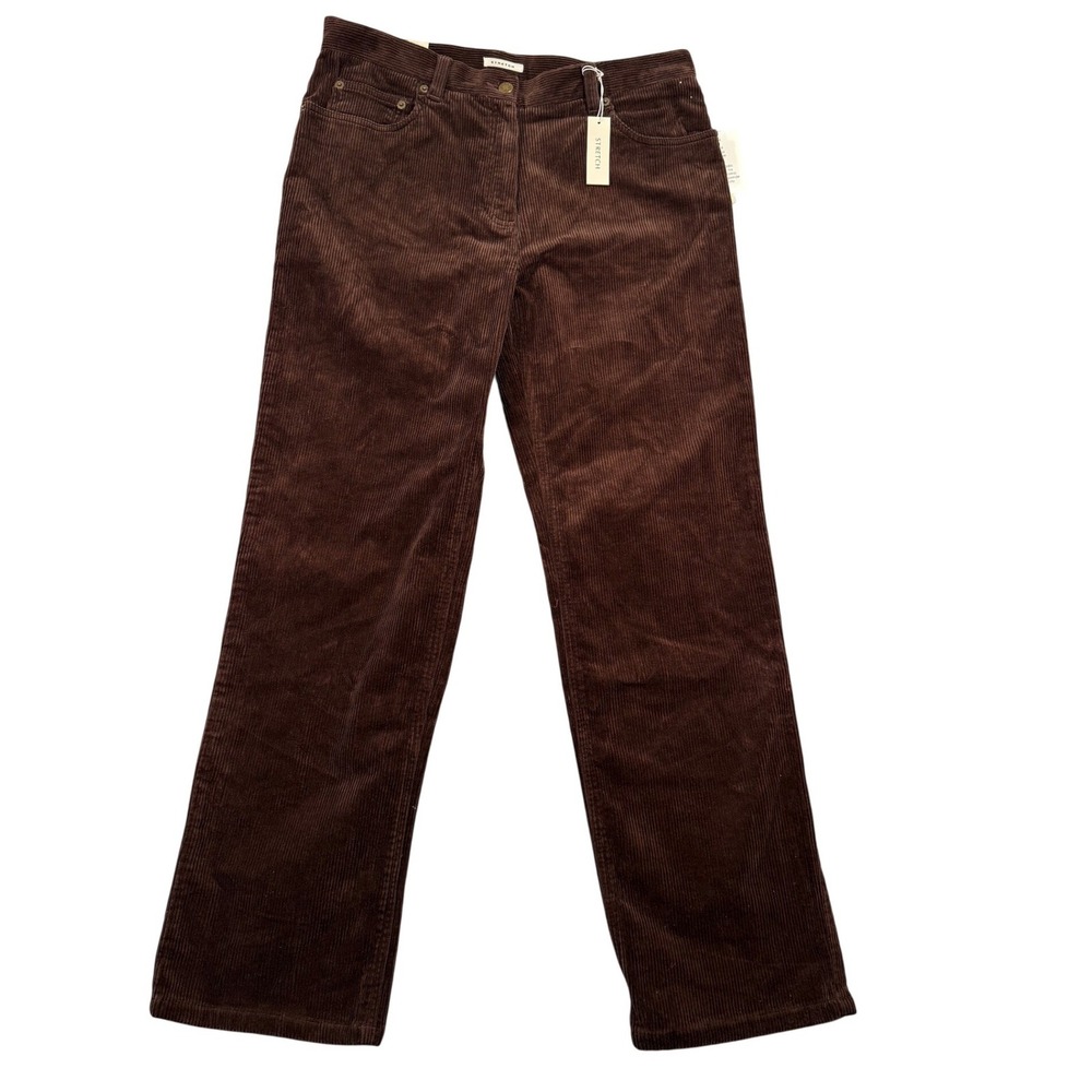 Jones NY Brown Corduroy Straight Leg Stretch Jean Pants 12 High Rise Classic New